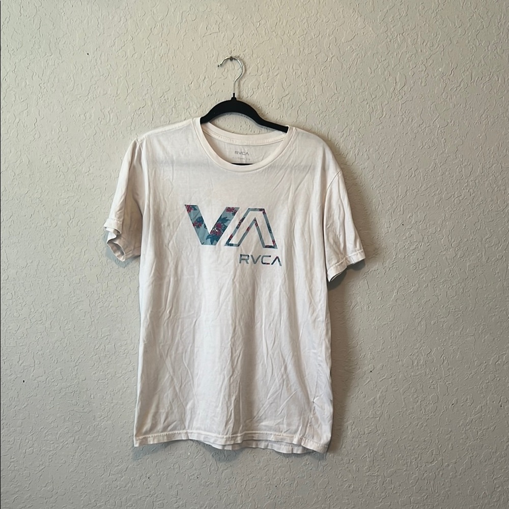 RVCA White Short Sleeve Tee with Graphic Design